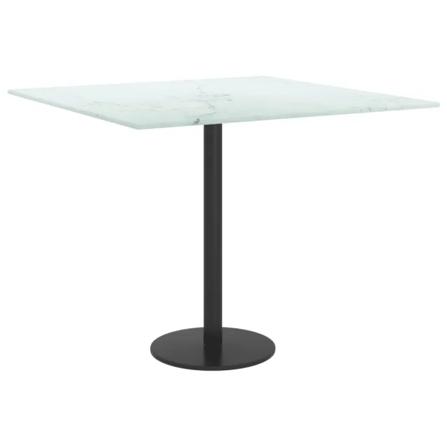 Dessus de table blanc 50x50 cm 6 mm verre trempé design marbre