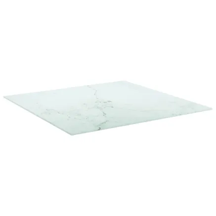 Dessus de table blanc 70x70 cm 6 mm verre trempé design marbre 2
