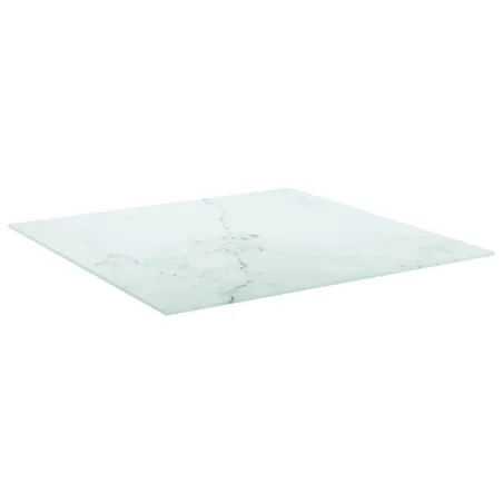 Dessus de table blanc 70x70 cm 6 mm verre trempé design marbre