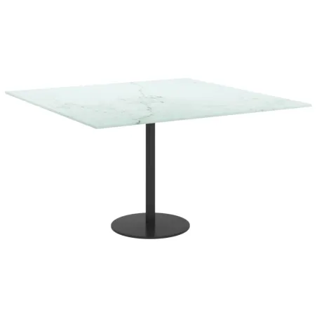 Dessus de table blanc 70x70 cm 6 mm verre trempé design marbre