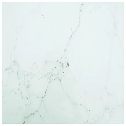 Dessus de table blanc 80x80 cm 6 mm verre trempé design marbre