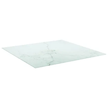 Dessus de table blanc 80x80 cm 6 mm verre trempé design marbre 2
