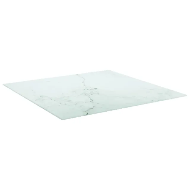 Dessus de table blanc 80x80 cm 6 mm verre trempé design marbre