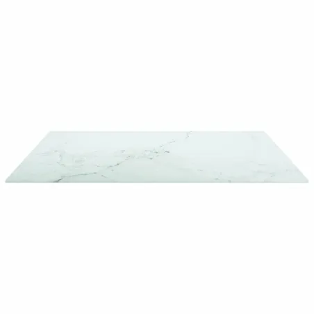 Dessus de table blanc 80x80 cm 6 mm verre trempé design marbre