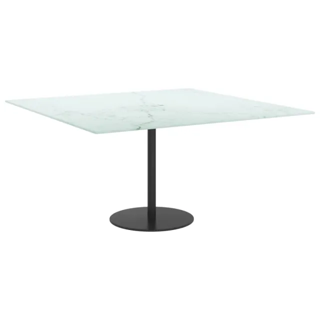 Dessus de table blanc 80x80 cm 6 mm verre trempé design marbre