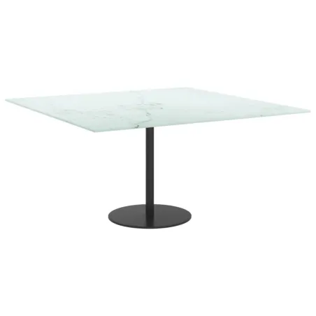 Dessus de table blanc 80x80 cm 6 mm verre trempé design marbre