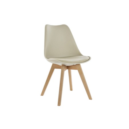 Silla DKD Home Decor Beige Natural Espuma Polipropileno Madera de haya