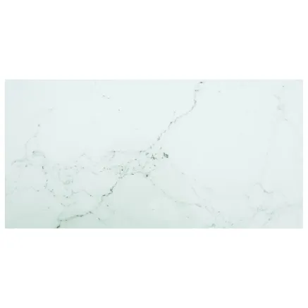 Dessus de table blanc 100x50 cm 6 mm verre trempé design marbre
