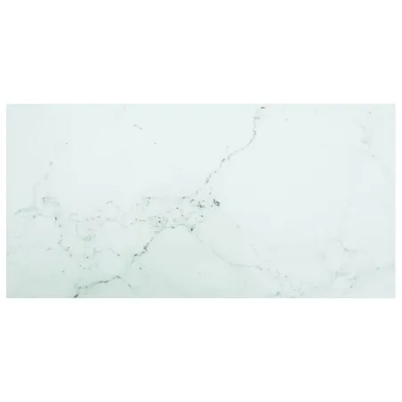 Dessus de table blanc 100x50 cm 6 mm verre trempé design marbre