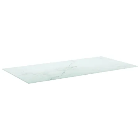 Dessus de table blanc 100x50 cm 6 mm verre trempé design marbre