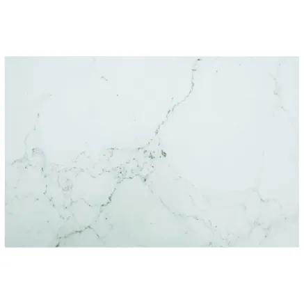 Dessus de table blanc 100x62 cm 8 mm verre trempé design marbre
