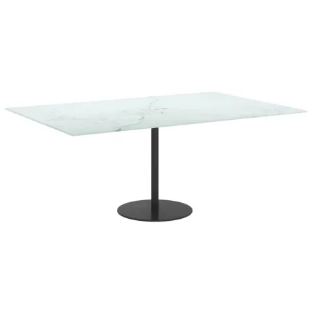 Dessus de table blanc 100x62 cm 8 mm verre trempé design marbre