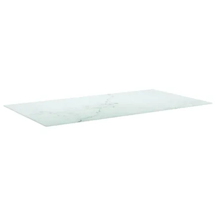 Dessus de table blanc 120x65 cm 8 mm verre trempé design marbre 2