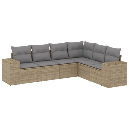 Salon de jardin avec coussins 6 pcs beige résine tressée 2