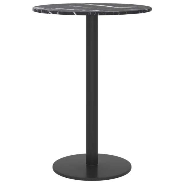 Dessus de table noir Ø30x0,8cm verre trempé avec design marbre