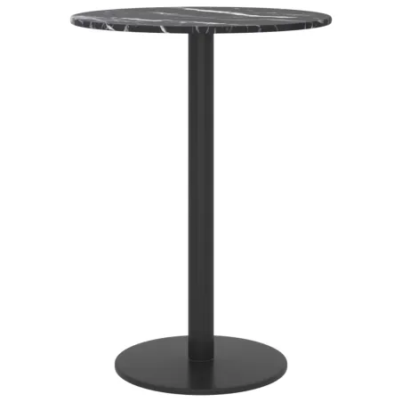 Dessus de table noir Ø30x0,8cm verre trempé avec design marbre