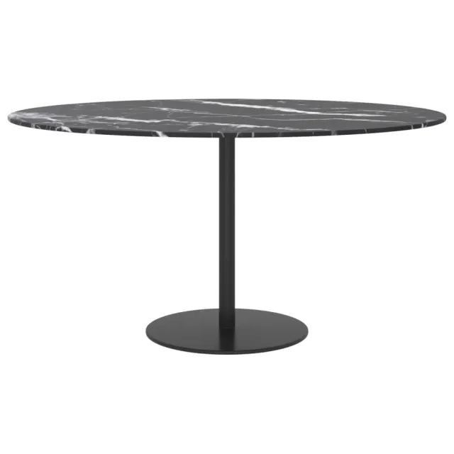 Dessus de table noir Ø80x1 cm verre trempé avec design marbre