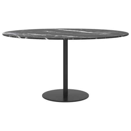 Dessus de table noir Ø80x1 cm verre trempé avec design marbre
