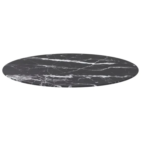 Dessus de table noir Ø90x1 cm verre trempé avec design marbre