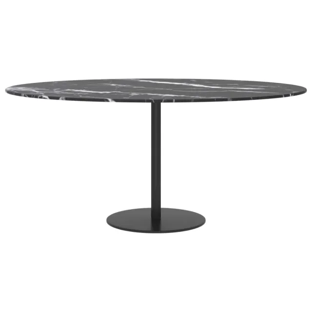 Dessus de table noir Ø90x1 cm verre trempé avec design marbre