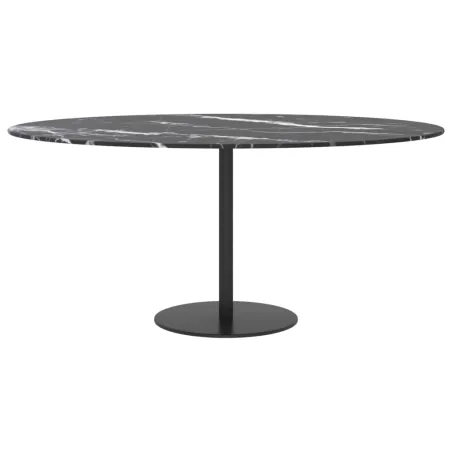 Dessus de table noir Ø90x1 cm verre trempé avec design marbre