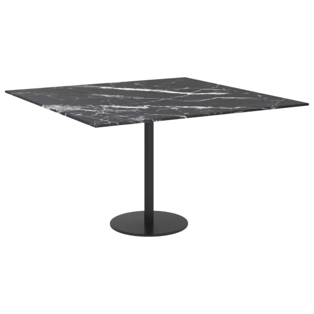 Dessus de table noir 70x70 cm 6 mm verre trempé design marbre