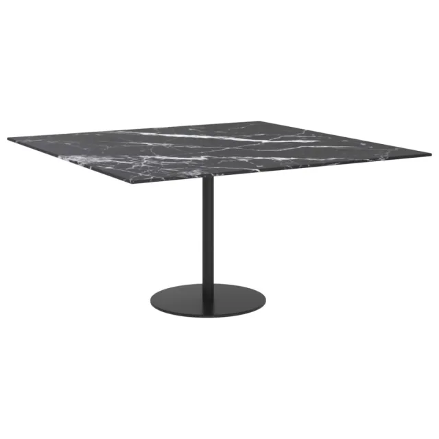 Dessus de table noir 80x80 cm 6 mm verre trempé design marbre