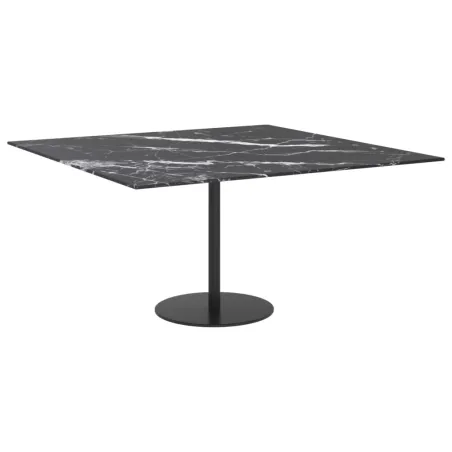 Dessus de table noir 80x80 cm 6 mm verre trempé design marbre