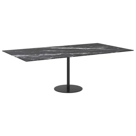 Dessus de table noir 120x65 cm 8 mm verre trempé design marbre