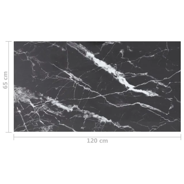 Dessus de table noir 120x65 cm 8 mm verre trempé design marbre