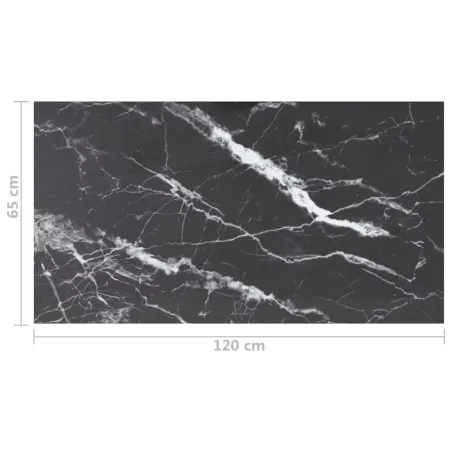 Dessus de table noir 120x65 cm 8 mm verre trempé design marbre