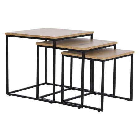 Set van 3 tafels DKD Home Decor Zwart Metaal 45 x 45 x 45 cm Hout MDF