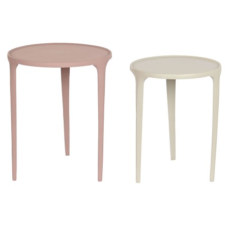 Satz mit 2 Tischen DKD Home Decor Beige Rosa 40 x 40 x 50 cm