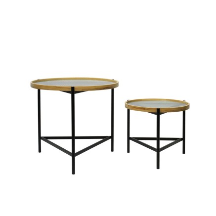 Set van 2 tafels DKD Home Decor Zwart 64 x 64 x 55 cm 62 x 62 x 55,5 c
