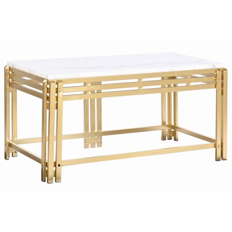 Tavolino da Caffè DKD Home Decor Metallo Alluminio Marmo 80 x 40 x 40