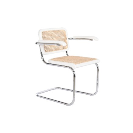 Chair with Armrests DKD Home Decor White Silver Natural Rattan Elm woo
