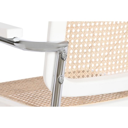 Stoel met armleuning DKD Home Decor Wit Zilverkleurig Natuurlijk Rotan 2