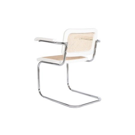 Stoel met armleuning DKD Home Decor Wit Zilverkleurig Natuurlijk Rotan