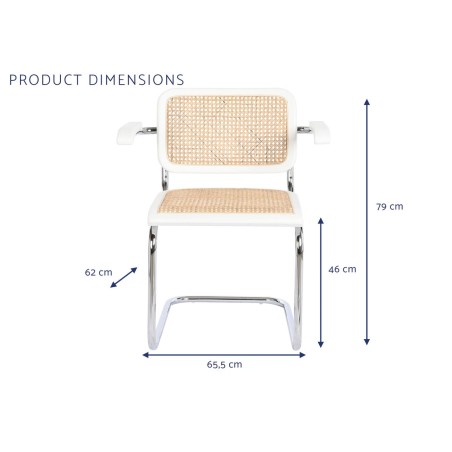 Chair with Armrests DKD Home Decor White Silver Natural Rattan Elm woo
