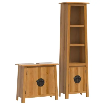 Ensemble de meubles de salle de bain 2 pcs bois de pin massif 2