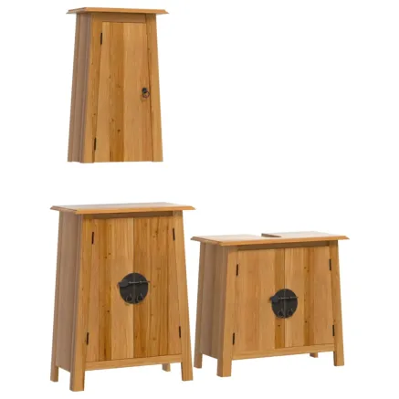 Ensemble de meubles de salle de bain 3 pcs bois de pin massif 2