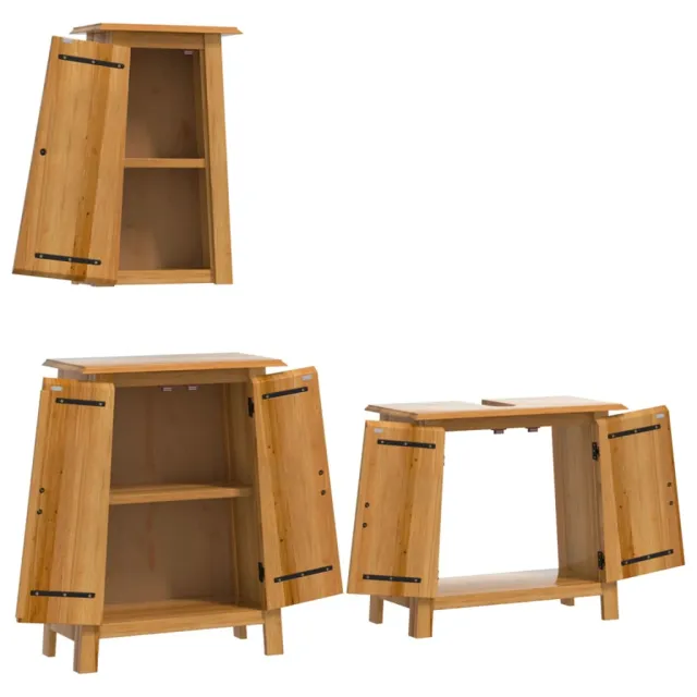 Ensemble de meubles de salle de bain 3 pcs bois de pin massif