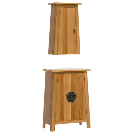Ensemble de meubles de salle de bain 2 pcs bois de pin massif 2