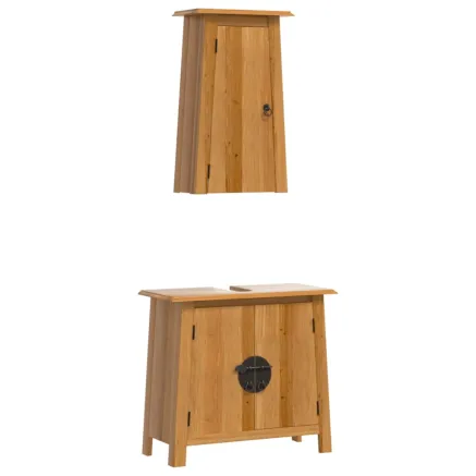 Ensemble de meubles de salle de bain 2 pcs bois de pin massif 2