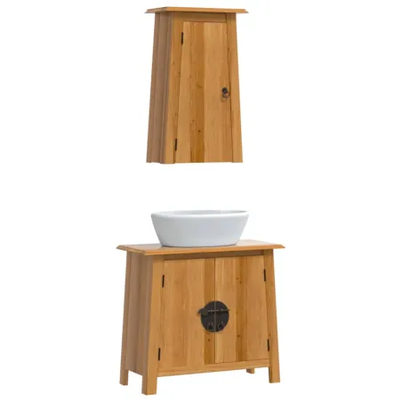 Ensemble de meubles de salle de bain 2 pcs bois de pin massif