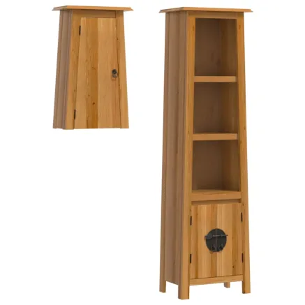 Ensemble de meubles de salle de bain 2 pcs bois de pin massif 2