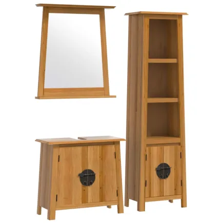 Ensemble de meubles de salle de bain 3 pcs bois de pin massif 2