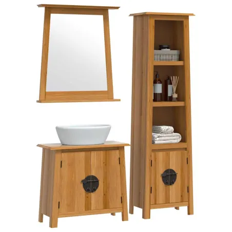 Ensemble de meubles de salle de bain 3 pcs bois de pin massif