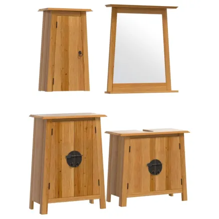 Ensemble de meubles de salle de bain 4 pcs bois de pin massif 2