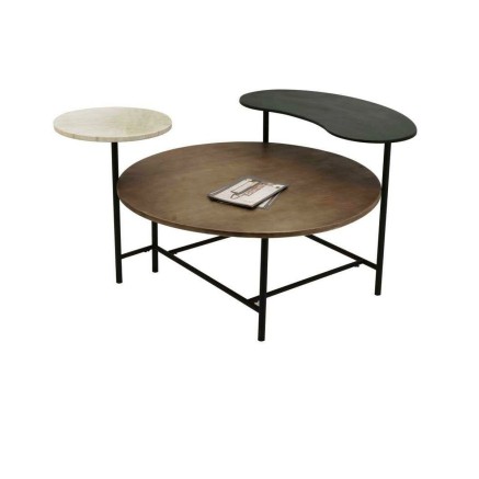 Mesa de Centro DKD Home Decor 118 x 90 x 61 cm Metal Aluminio Madera M